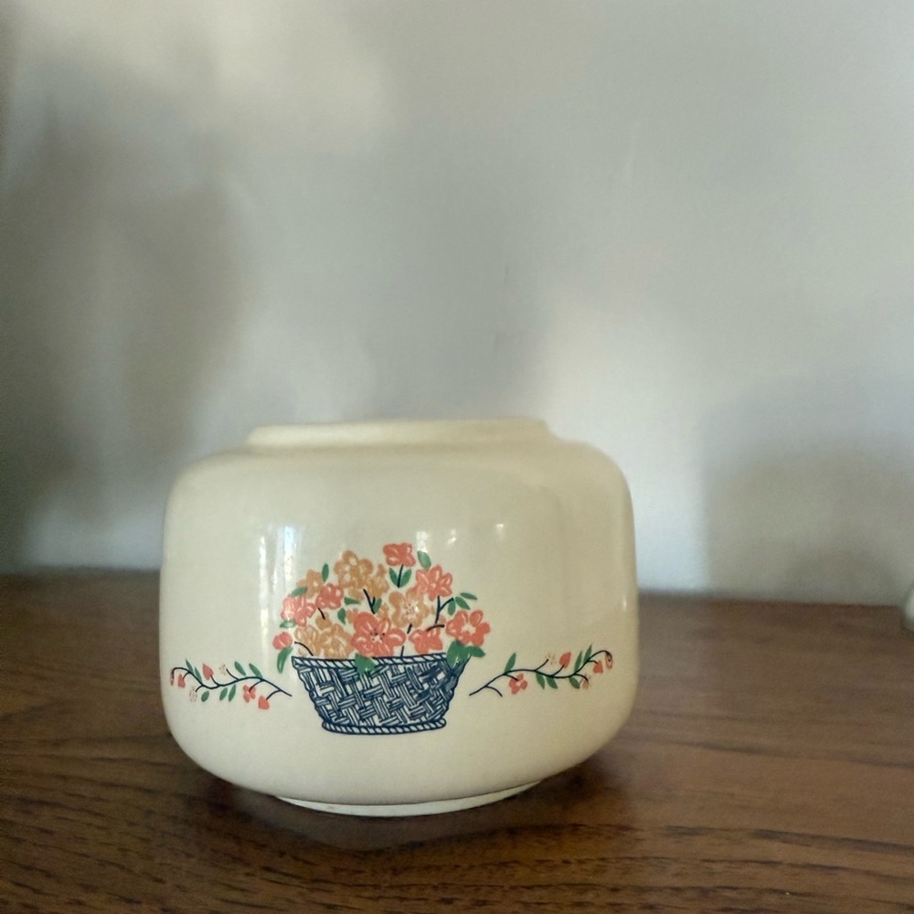 Small Ceramic Floral Painted Jar Cottagecore Storage